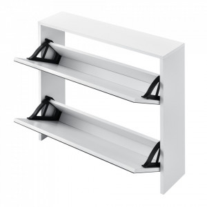 Pantofar alb cu 2 compartimente depozitare, 6 perechi pantofi, 67 x 63 x 17 cm - P64003548 - Img 4
