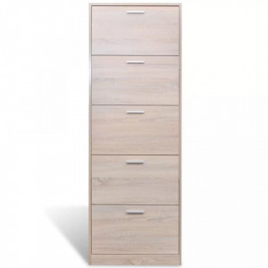 Pantofar cu 5 compartimente din lemn, aspect de stejar - V241241V - Img 3