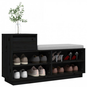 Pantofar, negru, 110x34x61 cm, lemn masiv de pin - V814453V - Img 4