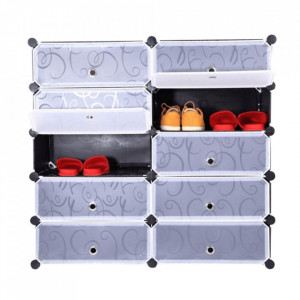 Pantofar, organizator de pantofi modular, negru, 96x93x37 cm - TP182593 - Img 9