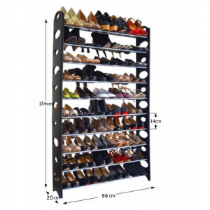 Pantofar, rafturi, negru, 96x154x20 cm - TP126087 - Img 3