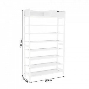 Pantofar, suport pentru pantofi, 7 poliţe, alb, 70x25x117 cm - TP296531 - Img 12