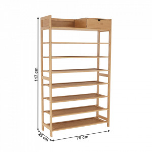 Pantofar, suport pentru pantofi, 7 poliţe, bambus, 70x25x117 cm - TP296533 - Img 5