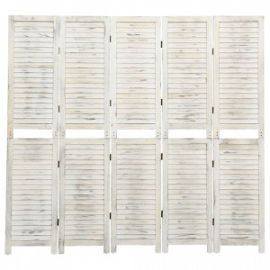 Paravan de cameră cu 5 panouri alb antichizat 178,5x166 cm lemn - V338572V - Img 2