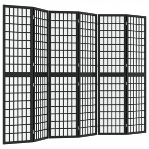 Paravan pliabil cu 6 panouri, stil japonez, negru, 240x170 cm - V352082V