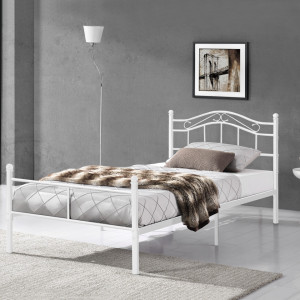 Pat cadru metalic vintage, 120 x 200 cm, alb - P52495466