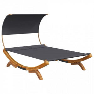 Pat de exterior cu baldachin antracit 165x203x126 cm lemn masiv - V313954V