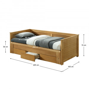 Pat extensibil, 209x103x72 cm, culoarea stejar - TP240360 - Img 5