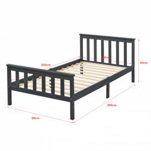 Pat lemn, 209 x 98 x 80 cm, alb mat, 100 Kg, fara saltea, pentru 1 parsoana - P72021416 - Img 4