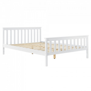 Pat lemn cu saltea spuma rece, 208 x 148 x 82 cm, lemn/poliester, alb, pentru 2 persoane - P65537507 - Img 2