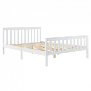 Pat lemn dublu, 209 x168 x 80 cm, alb mat, 200 Kg, fara saltea - P72021427 - Img 3