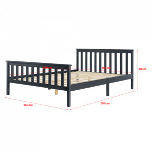 Pat lemn dublu 209 x168 x 80 cm, gri inchis mat, 200 Kg, fara saltea - P72021428 - Img 3