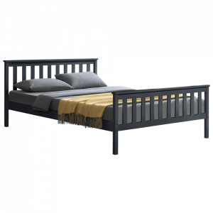 Pat lemn Wood, 208 x 188 x 82 cm, lemn de brad/pal, 200 Kg, gri inchis, pentru 2 persoane - P65373554