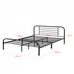 Pat rama metalica Atammik 180, 208 x 185 x 85 cm, otel, negru, pentru 2 persoana, fara saltea - P71671926 - Img 3