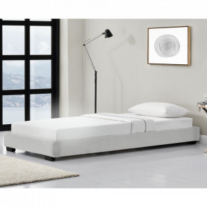 Pat tapitat modern imitatie piele, 214 x 96 x 20 cm, alb, pentru 1 persoana - P67234585 - Img 1