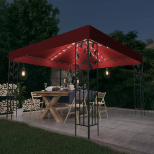 Pavilion cu șir de lumini LED, roșu vin, 3x3 m - V3070297V - Img 2