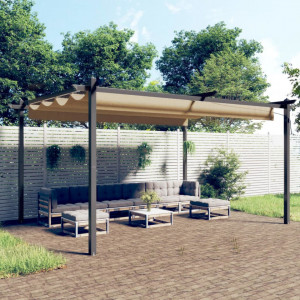 Pavilion de grădină, acoperiș retractabil, gri taupe, 4x3 m - V318539V - Img 2