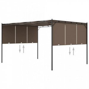Pavilion de grădină cu perdea laterală, gri taupe, 4x3x2,25 m - V312264V - Img 2