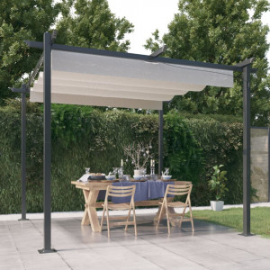 Pavilion grădină, acoperiș retractabil, crem, 3x3 m - V318534V - Img 2