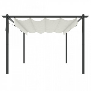 Pavilion grădină, acoperiș retractabil, crem, 4x3 m - V318537V - Img 4