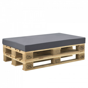 Perna decorativa/burete cu husa pentru mobilier paleti HTSK-2206, 120 x 80 x 10 cm, 67% PVC / 33% Polietilena, gri inchis - P58673328