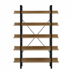 Raft cu 5 polite negru/culoarea nucului - P65258756 - Img 3