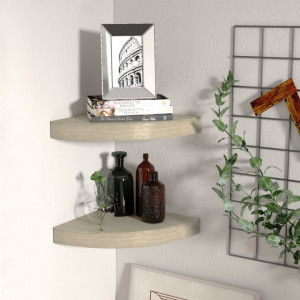 Rafturi colt de perete, 2 buc., stejar, 25 x 25 x 3,8 cm, MDF - V323905V