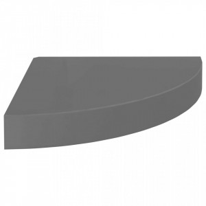 Rafturi colt perete, 2 buc., gri extralucios, 25x25x3,8 cm, MDF - V323893V - Img 4