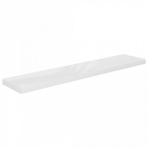 Rafturi de perete, 2 buc., alb extralucios, 120x23,5x3,8 cm MDF - V323758V - Img 4