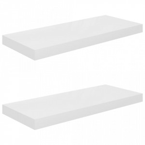 Rafturi de perete, 2 buc., alb extralucios, 60x23,5x3,8 cm, MDF - V323749V - Img 2