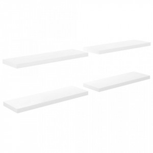 Rafturi de perete, 4 buc., alb extralucios, 80x23,5x3,8 cm, MDF - V323753V - Img 2