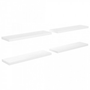 Rafturi de perete, 4 buc., alb extralucios, 90x23,5x3,8 cm, MDF - V323756V - Img 2