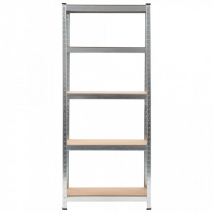 Rafturi depozitare, 3 buc., argintiu, 75x30x172cm, otel & MDF - V144272V - Img 3