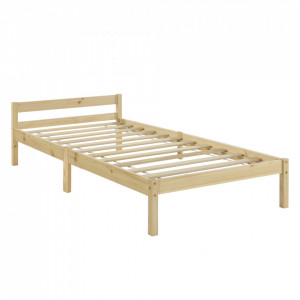 Rama pat lemn Nakkila H100, 206 x106 x 50 cm, lemn de brad, 100 Kg, culoarea lemnului natur, single, cu gratar - P72514364 - Img 2