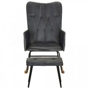 Scaun balansoar cu taburet, gri, piele naturală - V339697V - Img 1