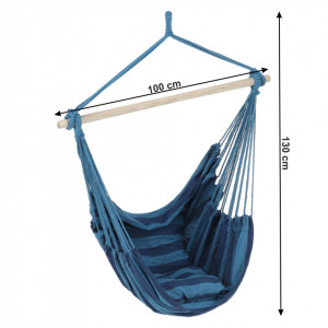 Scaun balansoar suspendabil, hamac, leagăn agăţat, albastru, 100x130 cm - TP254340 - Img 10