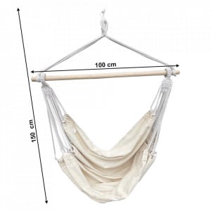 Scaun balansoar suspendabil, leagăn agăţat, alb, 100x130 cm - TP300321 - Img 2