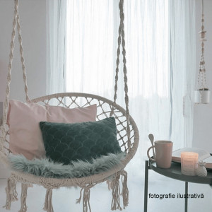 Scaun balansoar suspendabil, leagăn agăţat, alb, 80x120 cm - TP274286 - Img 11