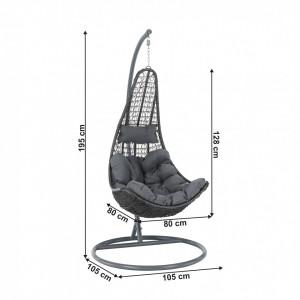 Scaun balansoar suspendabil, leagăn agăţat, gri, 105x105x195 cm - TP286353 - Img 14