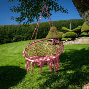 Scaun balansoar suspendabil, leagăn agăţat, roz, 80x120 cm - TP295528 - Img 15