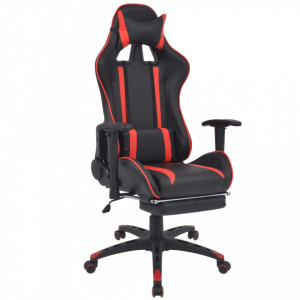 Scaun birou rabatabil, design racing, suport picioare, rosu - V20168V
