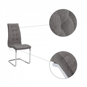 Scaun bucătărie, material textil gri deschis/piele ecologică gri/crom - TP203812 - Img 10