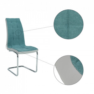Scaun bucătărie, material textil mentol/piele ecologică gri/crom - TP201223 - Img 14