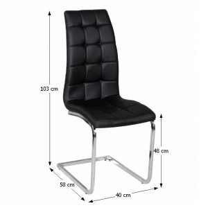 Scaun bucătărie, piele ecologică negru/crom - TP143862 - Img 2