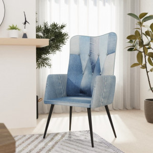 Scaun cu spătar înalt, denim petice, pânză - V339656V - Img 2