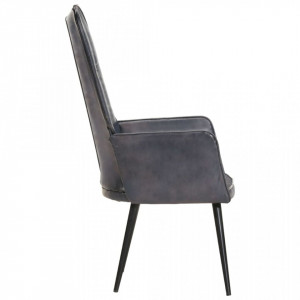 Scaun cu spătar înalt, gri, piele naturală - V339649V - Img 4