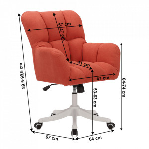 Scaun de birou, roșu, 64x67x89,5-99,5 cm - TP297283 - Img 6