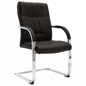 Scaun de birou tip consola, negru, piele ecologica - V289341V