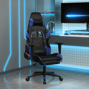 Scaun de gaming cu suport picioare, negru/albastru, piele eco - V3143764V - Img 2