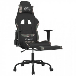 Scaun de gaming cu suport picioare, negru și camuflaj, textil - V345490V - Img 4